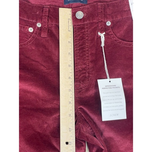 JCREW 9" high-rise toothpick jean in velvet Adult 27 Crimson Maple Womens NWT - Picture 5 of 14